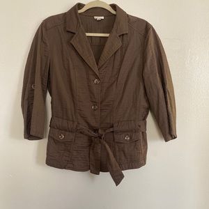 J Jill Cotton/Rayon Belted v-neck Jacket Blazer